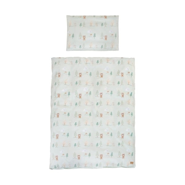 Svijetlo zelena pamučna dječja posteljina za dječji krevetić 100x135 cm Woodland Buddies – Roba