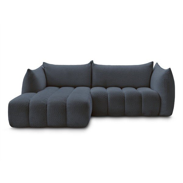 Tamno plava kutna garnitura od bouclé tkanine (s lijevim kutom/s ležaljkom) Azra – Bobochic Paris