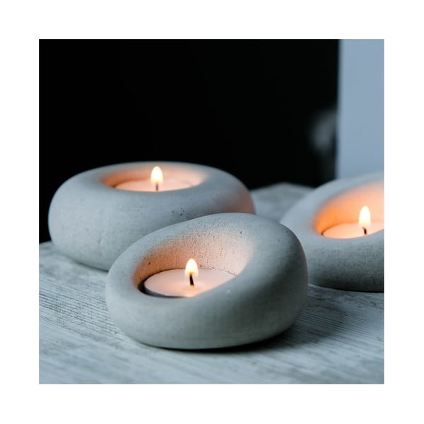 Betonski svijećnjaci u setu od 3 kom Donut - Mioli Decor-image-1