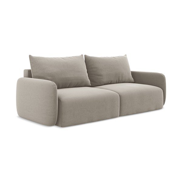 Smeđe-siva baršunasti sklopiva/s prostorom za odlaganje sofa 238 cm Kalena – Makamii-image-2