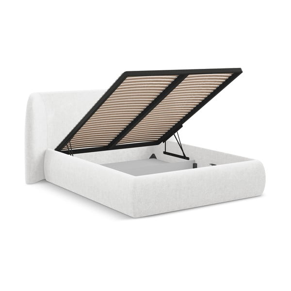 Bijeli tapecirani bračni krevet s prostorom za odlaganje s podnicom 180x200 cm Hauke – Makamii-image-2