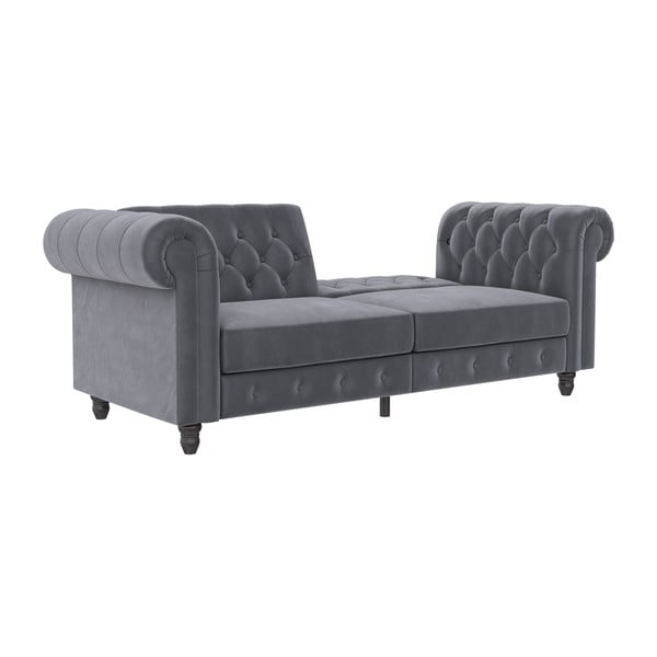 Tamno siva baršunasti sklopiva sofa 236 cm Felix – Støraa-image-1