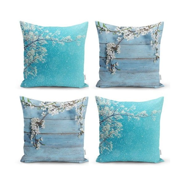 Set od 4 ukrasne jastučnice Minimalist Cushion Covers Winter Flowers, 45 x 45 cm