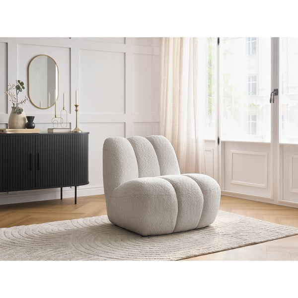 Bež fotelja od bouclé tkanine Janissaire – Bobochic Paris-image-1