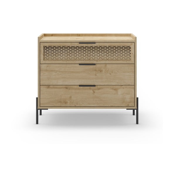 Niska komoda u dekoru hrasta u prirodnoj boji 90x80 cm Inca – Marckeric