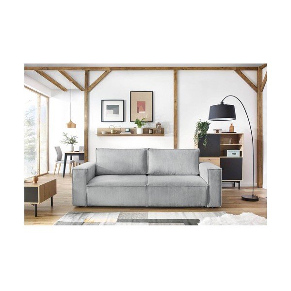 Svijetlo siva sklopiva sofa od samta 245 cm Nihad – Bobochic Paris-image-1