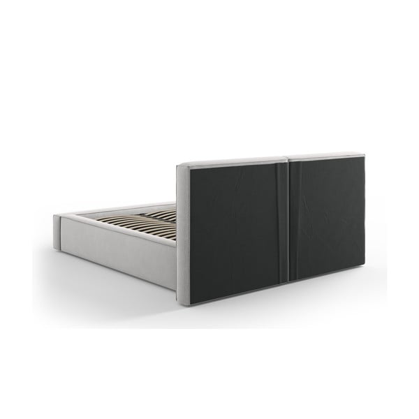 Svijetlo sivi tapecirani bračni krevet s prostorom za pohranu s podnicom 200x200 cm Arendal – Cosmopolitan Design-image-4