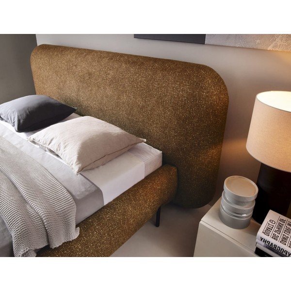 Oker žuti tapecirani bračni krevet s prostorom za odlaganje s podnicom 140x200 cm Pointt – ELTAP-image-4