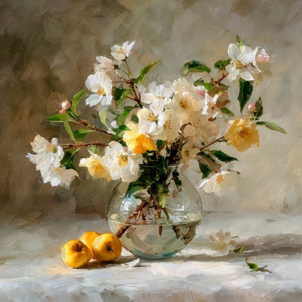 Tiskana slika s okvirom 70x70 cm Apple Flowers – Styler