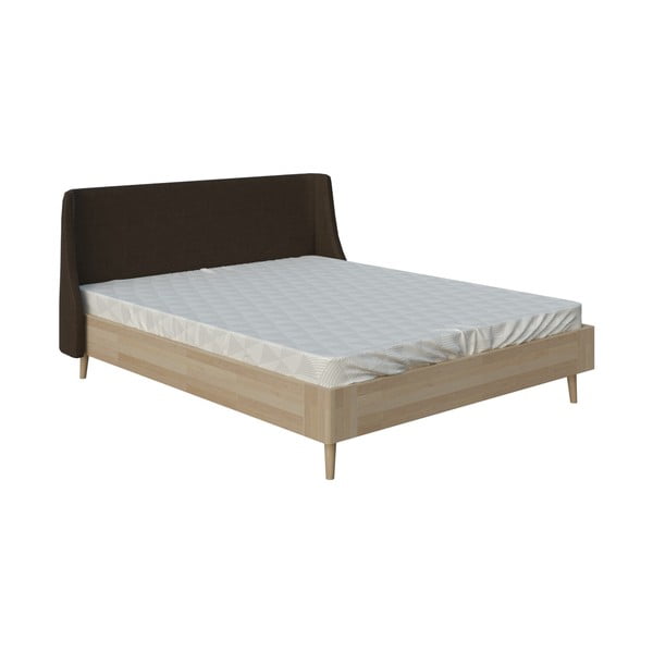 Smeđi bračni krevet ProSpánek Lagom Side Wood, 160 x 200 cm