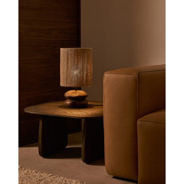 Stolna lampa od masivnog bagrema u tamnoj prirodnoj boji (visina 43 cm) Kor – Kave Home-image-1