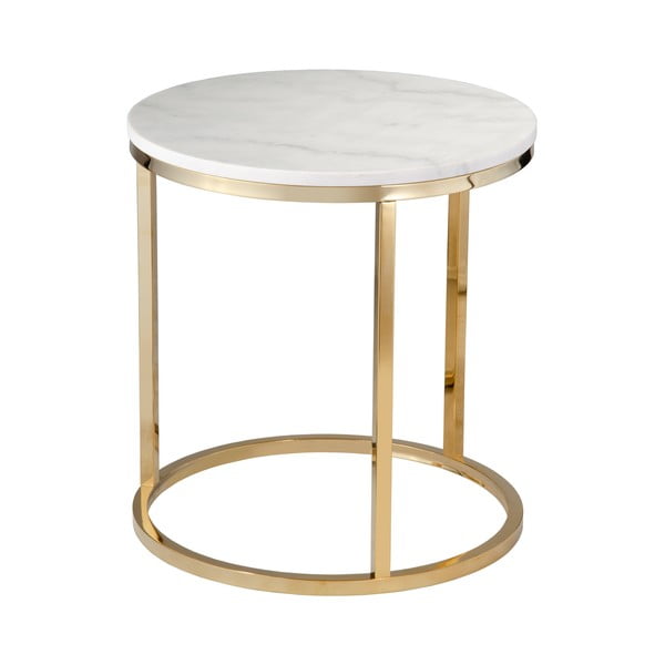 Stol od bijelog mramora s postoljem u zlatnoj boji RGE Accent, ⌀ 50 cm