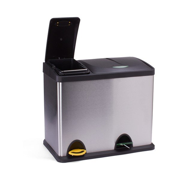 Željezna kanta za smeće 18+8 l za odvojeni otpad/s pedalom u mat srebrnoj boji   Tri Selectif – MSV-image-1