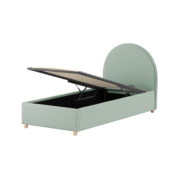 Zeleni tapecirani krevet s prostorom za odlaganje s podnicom 90x200 cm Moon – Vipack-image-4