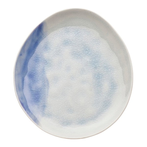 Plavo-bijeli zemljani tanjur Kare Design Cracle, Ø 21 cm