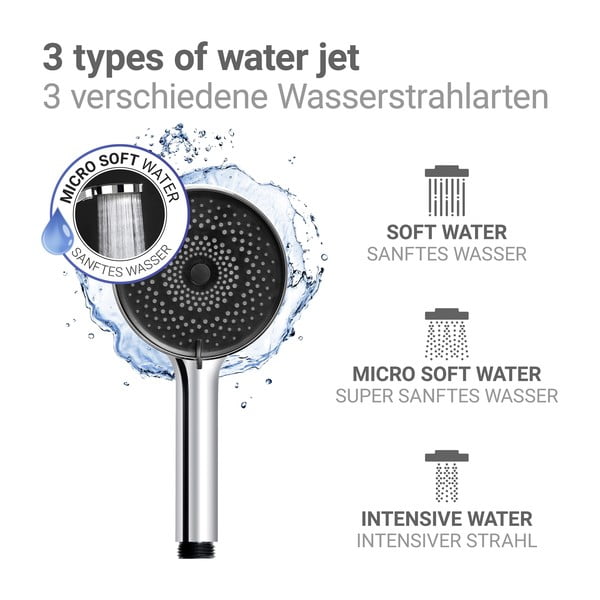 Plastična ručka za tuš u srebrnoj boji ø 12 cm Softwater – Wenko-image-3