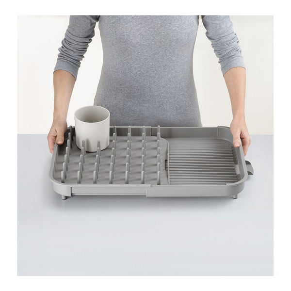 Sivi plastičan prilagodljiv ocjeđivač za posuđe 34x37 cm Duo – Joseph Joseph-image-3