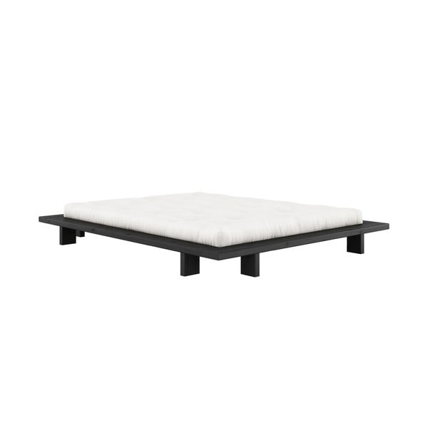 Crni bračni krevet od borovine sa letvicom 160x200 cm Japan - Karup Design-image-3