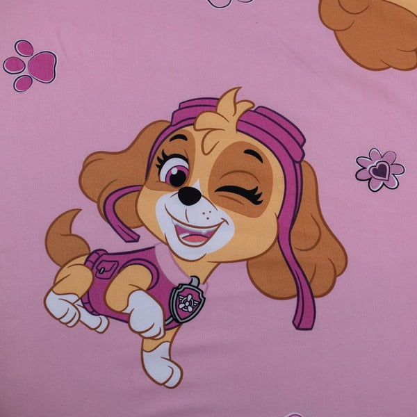 Ružičasta pamučna dječja plahta s gumom za krevet za jednu osobu 90x200 cm Paw Patrol – Jerry Fabrics-image-2