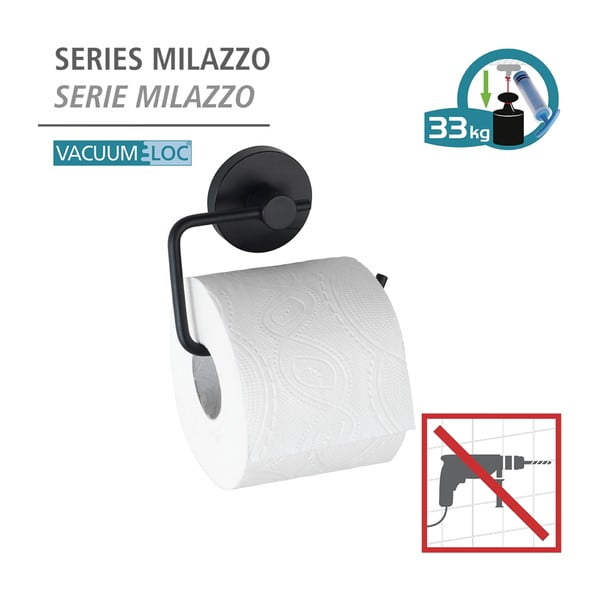 Crni držač za toalet papir Wenko Vacuum-Loc® Milazzo-image-3