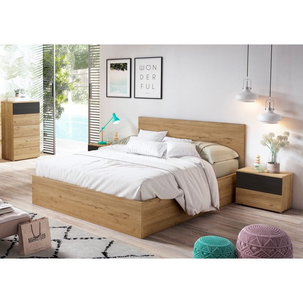 Crna visoka komoda u dekoru hrasta 62x111 cm Care - Marckeric-image-3