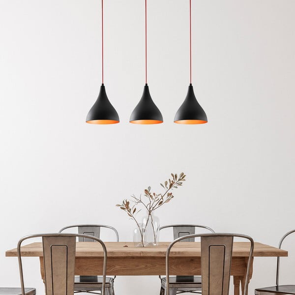 Crna viseća svjetiljka s metalnim sjenilom Berceste – Opviq lights-image-1