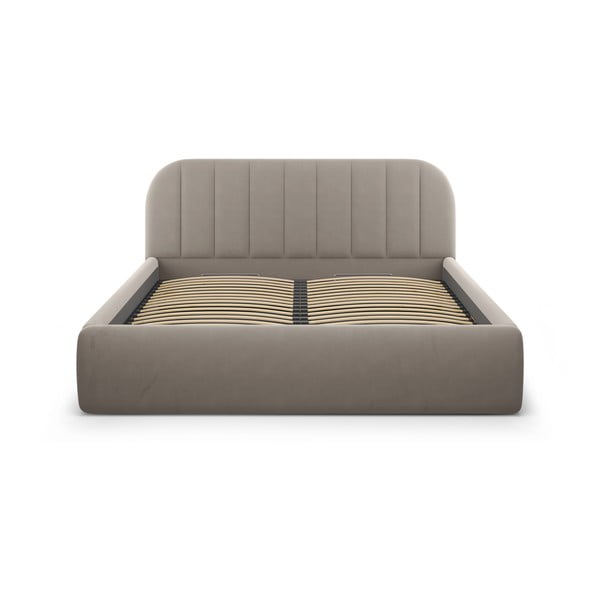 Svjetlo smeđi tapecirani bračni krevet s prostorom za odlaganje s podnicom 160x200 cm Juno – Windsor & Co Sofas-image-3