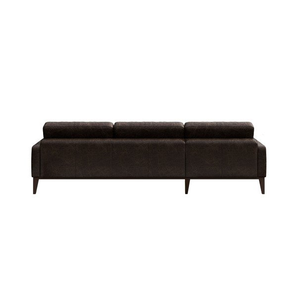 Tamnosmeđa kožna kutna garnitura MESONICA Musso Tufted, desni kut-image-3