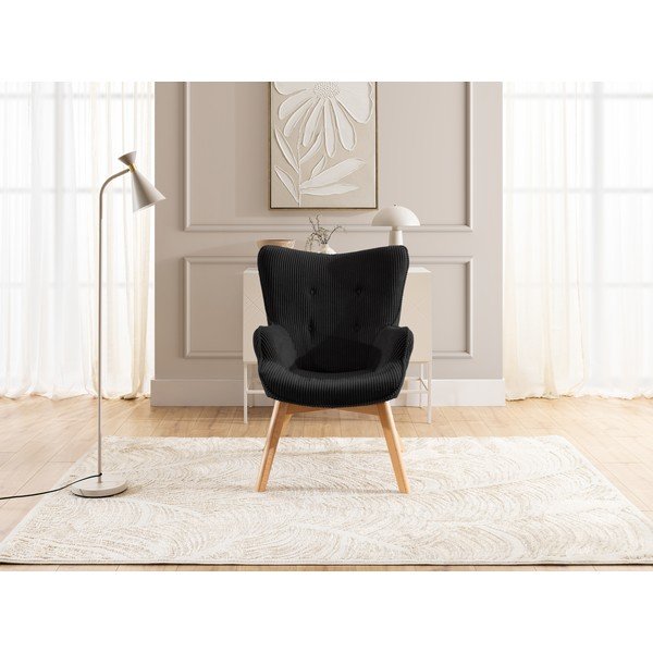 Crna fotelja od samta Niko – Ropez-image-1