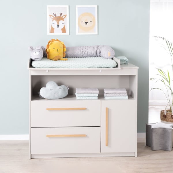 Svijetlo siva dječja komoda s promjenjivim stolom 107x98x75 cm Lea – Roba-image-2