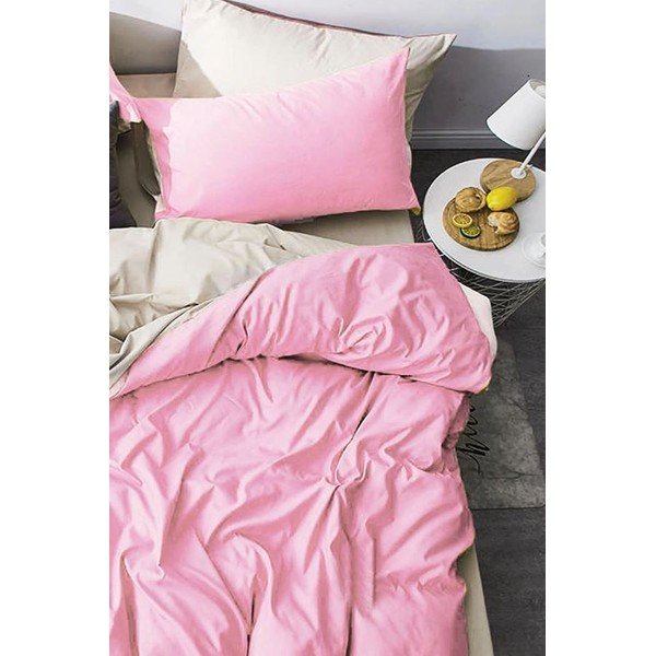 Rozo-krem pamučna posteljina za bračni krevet/s produženom plahtom  200x220 cm - Mila Home-image-1
