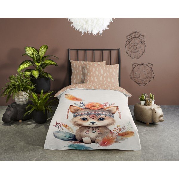 Smeđa/bež pamučna dječja posteljina za krevet za jednu osobu 140x200 cm Hay – Good Morning-image-1