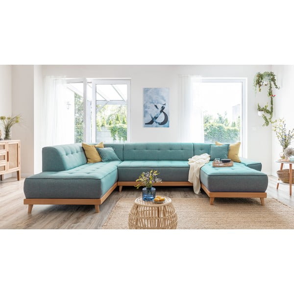 Tirkizna sklopiva kutna garnitura (s lijevim kutom/u obliku slova "U") Dazzling Daisy – Miuform-image-3