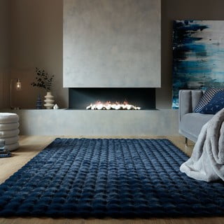 Tamno plavo sintetičko krzno 180x290 cm Waffle Faux Fur – Flair Rugs