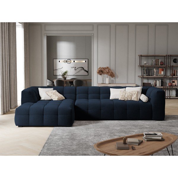 Plava baršunasta kutna garnitura Windsor & Co Sofas Vesta, lijevi kut-image-1