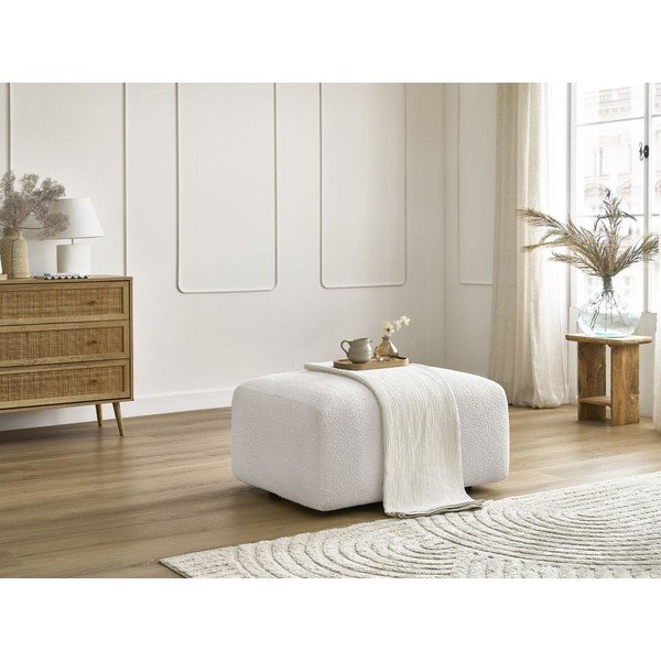 Bijeli tabure od bouclé tkanine Tina – Bobochic Paris-image-1