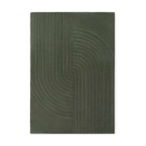 Tamno zeleni ručno rađen vunen tepih 80x150 cm Arcura – Vikosa