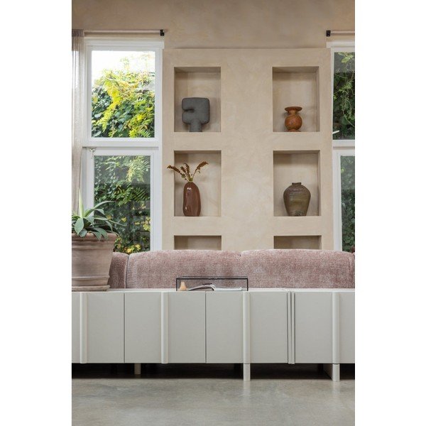 Svijetlo siva TV komoda od masivnog bora 152x53x46 cm Basu – WOOOD-image-1