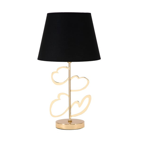 Stolna svjetiljka u crno-zlatnoj boji Mauro Ferretti Glam Heart, visina 61 cm