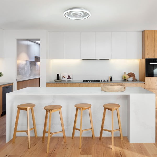 Bijela LED stropna svjetiljka s daljinskim upravljačem/s ventilatorom Alan – SULION-image-2