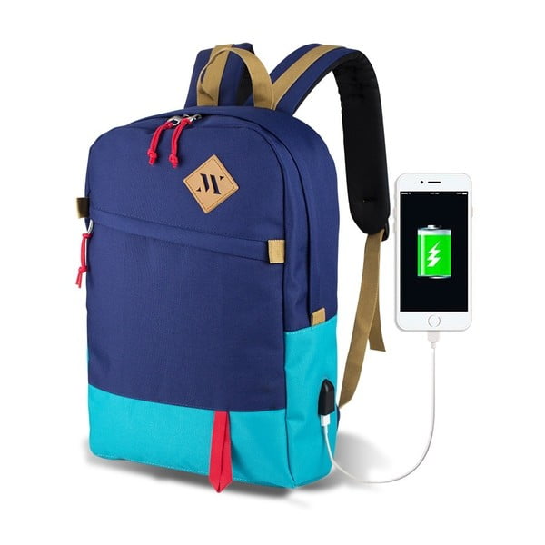 Plavo-tirkizni ruksak s USB priključkom My Valice FREEDOM Smart Bag