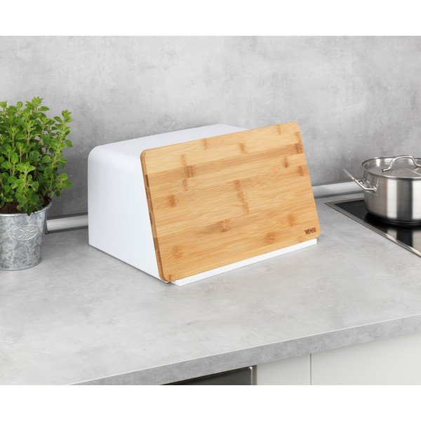 Bijela kutija za kruh s poklopcem od bambusa Wenko Kubo-image-4