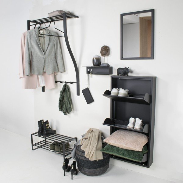 Metalna zidna vješalica u srebrnoj boji s policom 75 cm Carve – Spinder Design-image-1