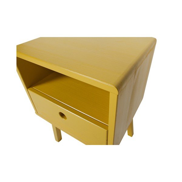 Žuti noćni ormarić od punog borovog drveta WOOOD Sammie-image-1