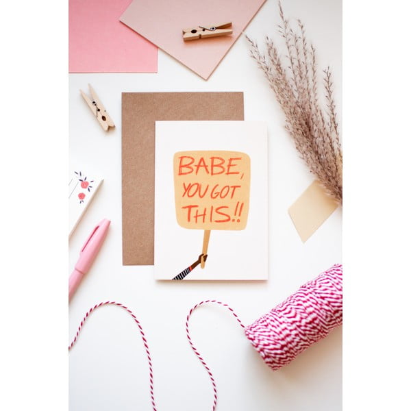 Kartica od recikliranog papira s omotnicom Printintin You got this, babe!, A6 format-image-1