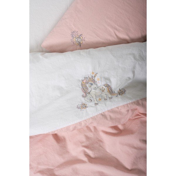 Bijela/ružičasta pamučna dječja posteljina za dječji krevetić s uključenom plahtom/4-dijelna 100x150 cm Bonic – Mijolnir-image-2