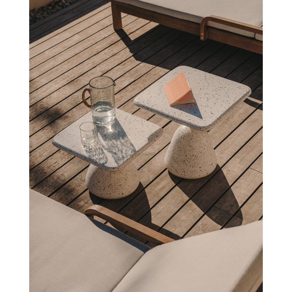 Bijeli terazzo stolić za kavu 48x48 cm Saura – Kave Home-image-1