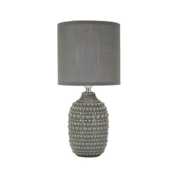 Siva stolna lampa keramička s tekstilnim sjenilom (visina 30,5 cm) Points – Mauro Ferretti