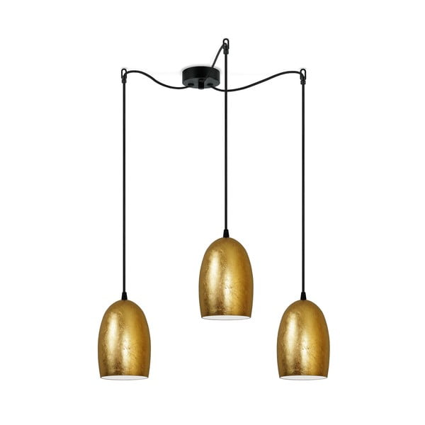 Trodijelna viseća lampa u zlatnoj boji Sotto Luce UME Elementary, ⌀ 14 cm