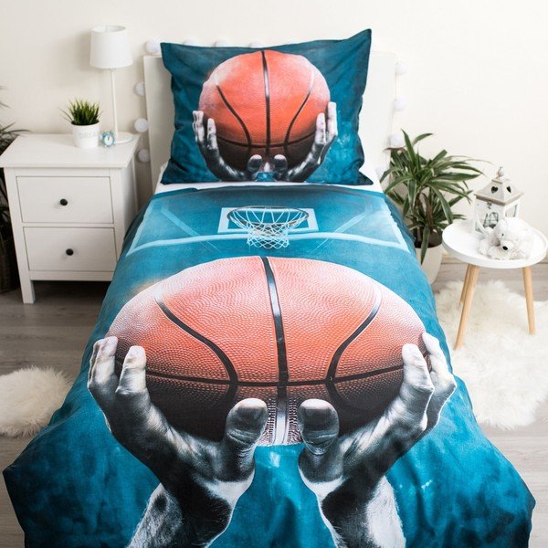 Pamučna dječja posteljina za krevet za jednu osobu 140x200 cm Basketball – Jerry Fabrics-image-1